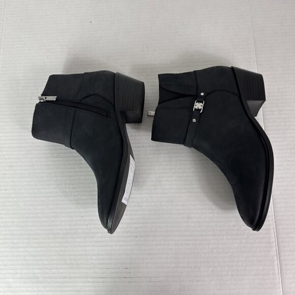 Lucky Brand Women's 6 Sebita Leather Ankle Strap Zip Bootie Black New/Sample - Picture 12 of 15